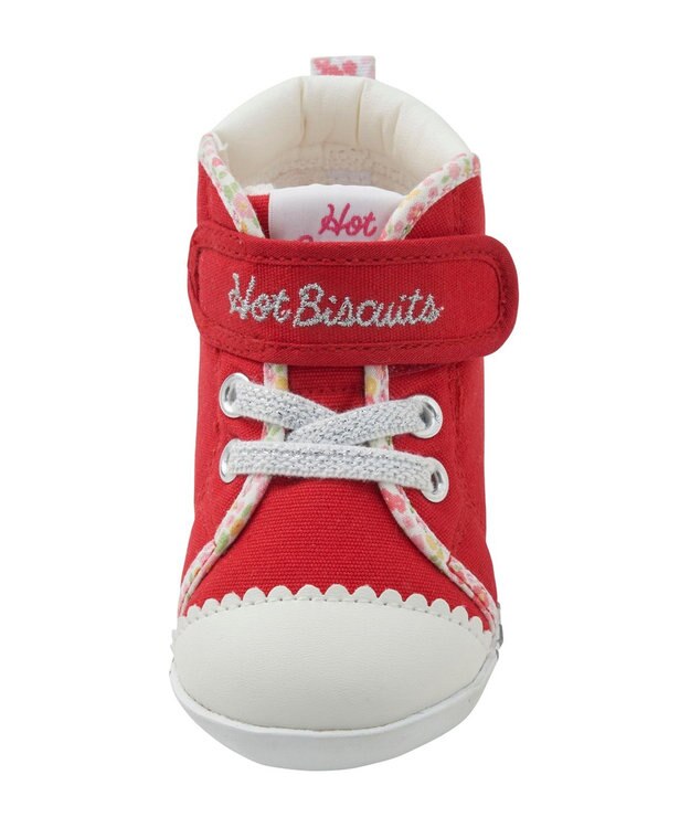 MIKI HOUSE HOT BISCUITS 【11.5-13.5cm】 小花柄 パイピング ファーストベビーシューズ 赤