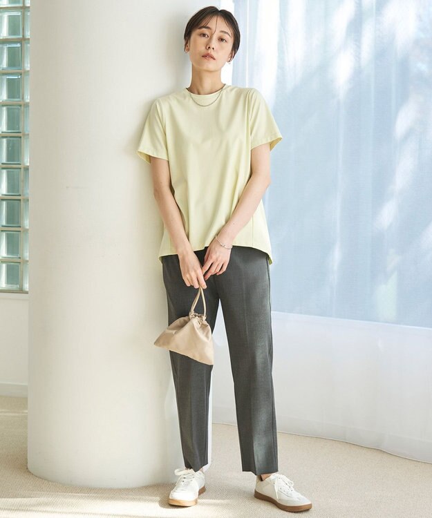 UNFILO L BEAUTY FORM-T バックフレアTシャツ ライム