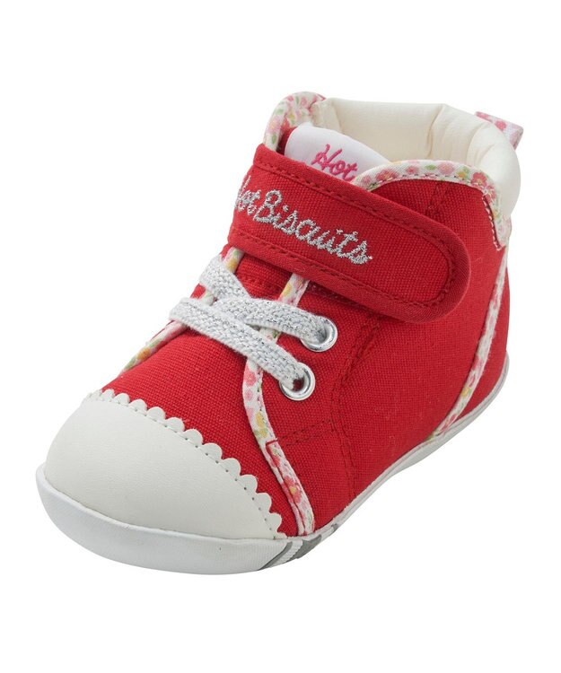 MIKI HOUSE HOT BISCUITS 【11.5-13.5cm】 小花柄 パイピング ファーストベビーシューズ 赤