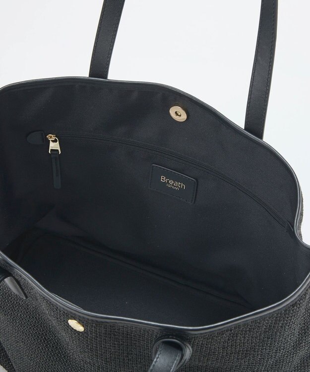 TOPKAPI 【Breath TOPKAPI】レザーコンビ 雑材風 シンプル トートバッグ チャーム付き　A4 / 軽量 ブラック