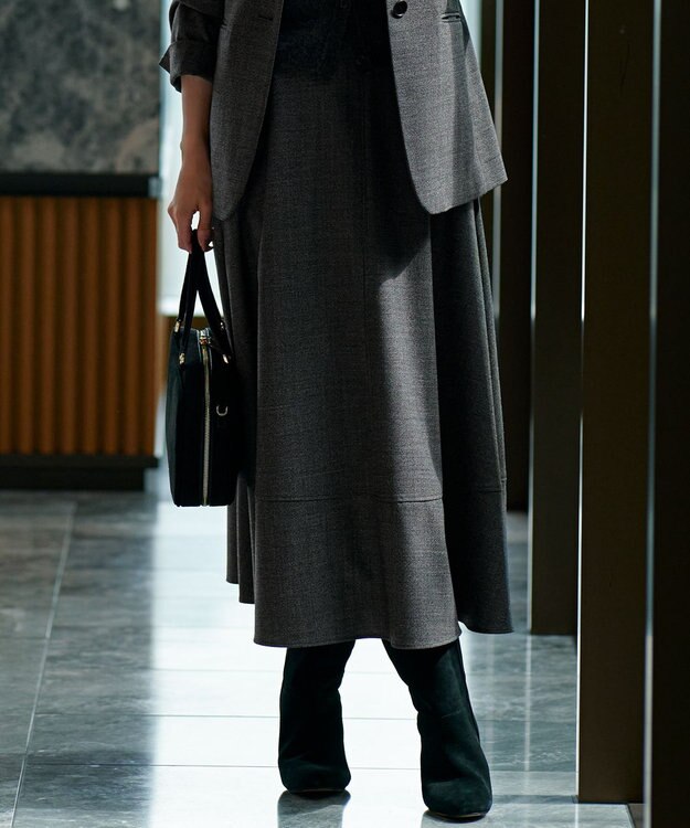 23区 【セットアップ対応】TWサキソニー フレア スカート グレー系