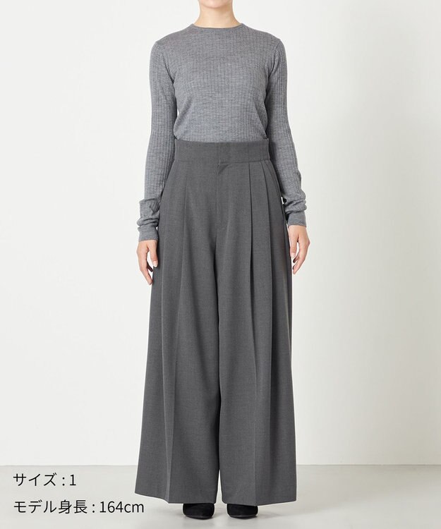 NAVE 【Nave・洗える】2WAYツイル ワイドパンツ ライトグレー系