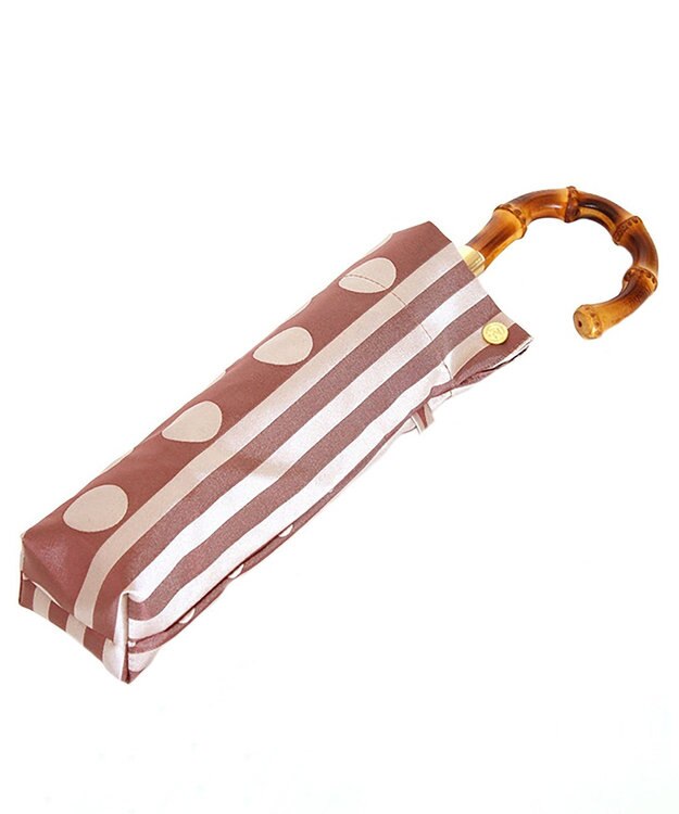 槇田商店 Kirie ドットとストライプ アンティークボルドー 折りたたみ傘 ボルドー