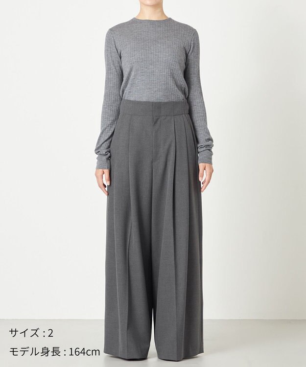 NAVE 【Nave・洗える】2WAYツイル ワイドパンツ ライトグレー系