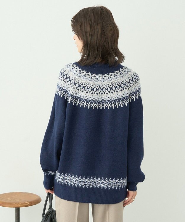 earth music&ecology オーロララメノルディックチュニック Navy