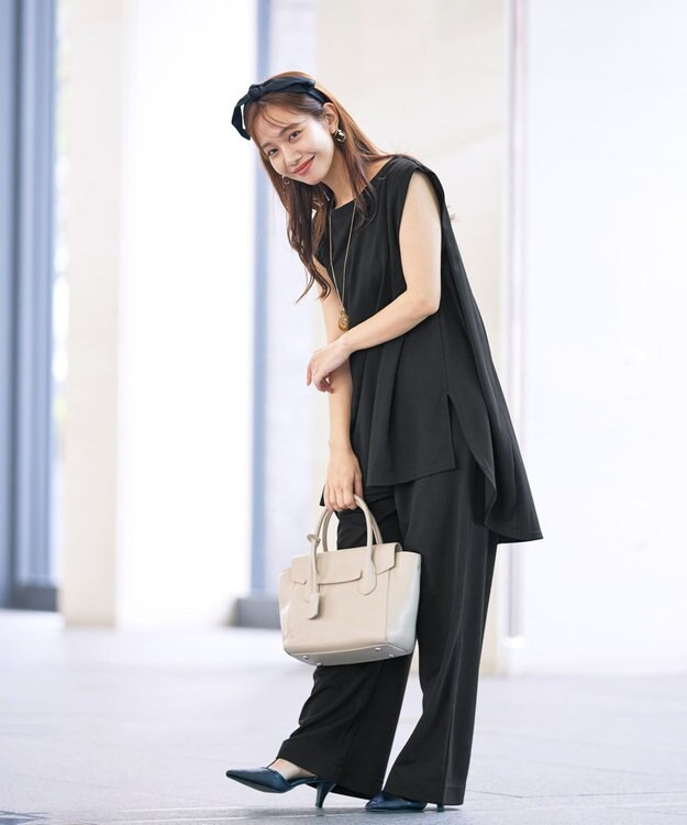 Tiaclasse 【洗える】カットツイルセットアップ（2点セット） ブラック