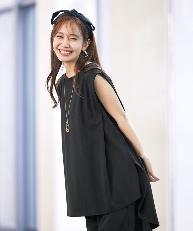 Tiaclasse 【洗える】カットツイルセットアップ（2点セット） ブラック