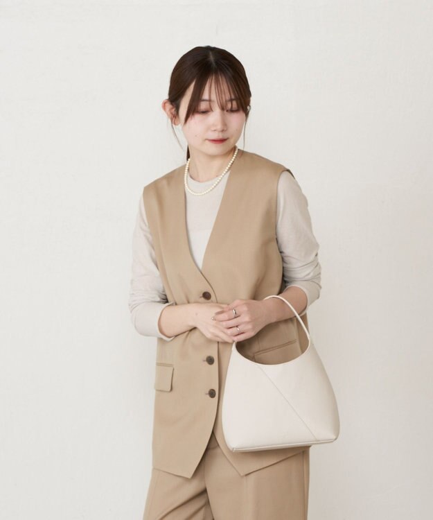 russet スムースレザー2WAYミニトートバッグ(CE-1676) Ivory