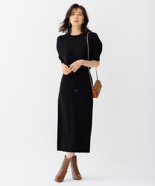 23区 ヴィスコースストレッチ タイト スカート ブラック