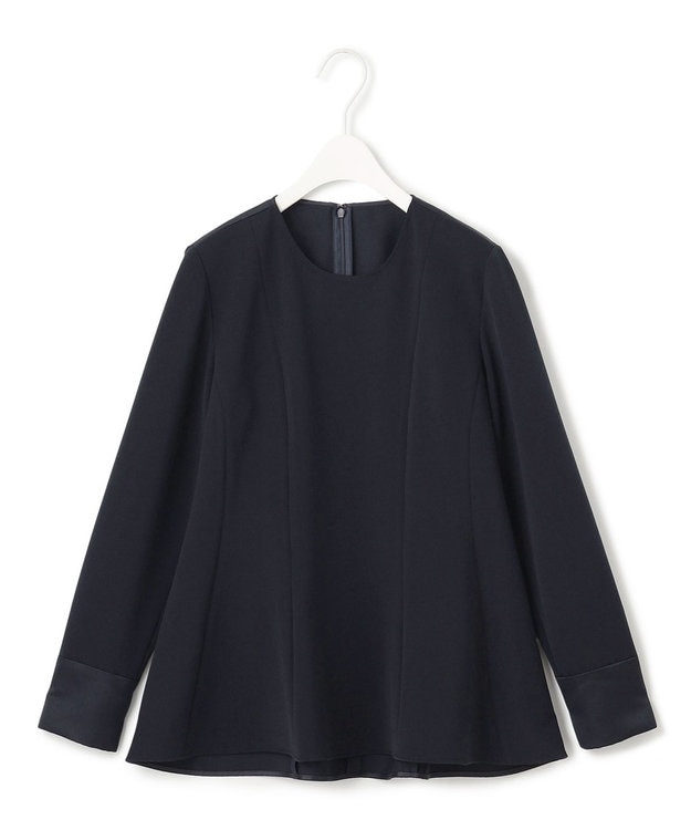 ICB L 【洗える】ミリオーネダンボールニット ペプラムブラウス ネイビー系
