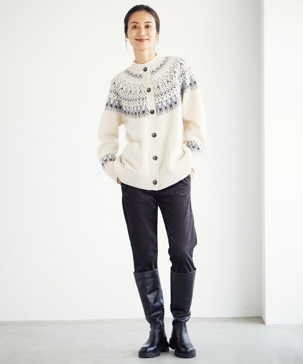 J.PRESS LADIES S 【洗える】AIRDUROYストレッチ パンツ グレー系