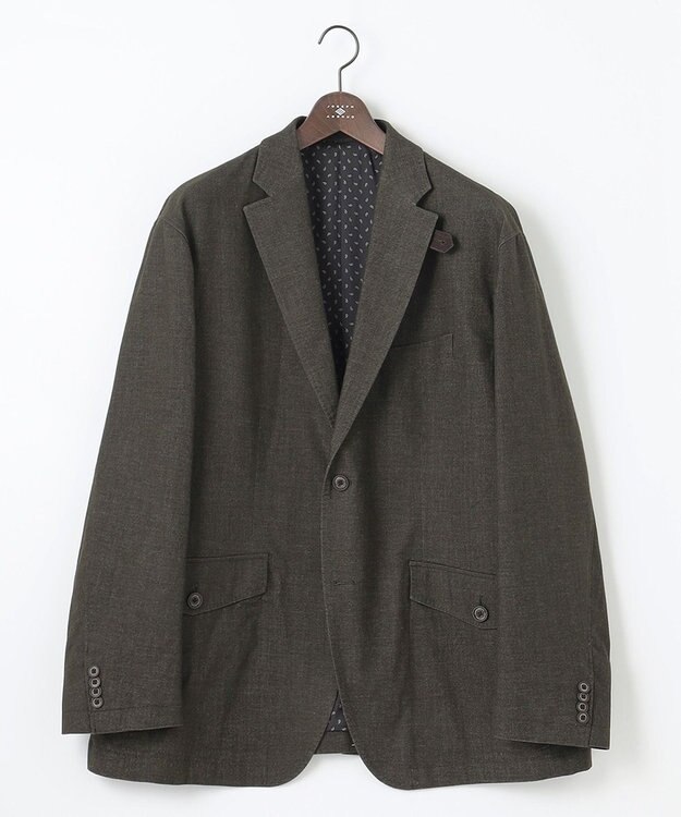 JOSEPH ABBOUD 【キングサイズ・ストレッチ】メランジモールスキン ジャケット カーキ系