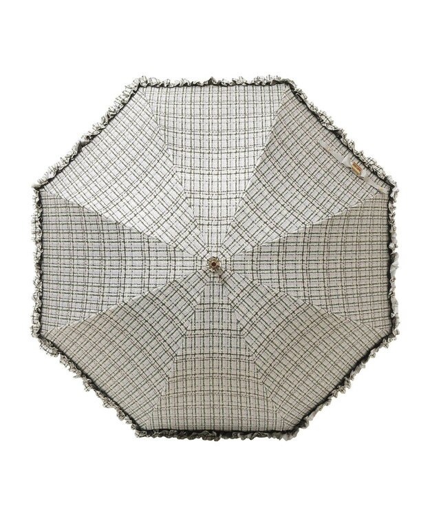 MOONBAT 【晴雨兼用日傘】LANVIN en Bleu (ランバン オン ブルー) 長傘 ドビーフリル 遮光 遮熱 UV ダークグレー（ツイードプリント）