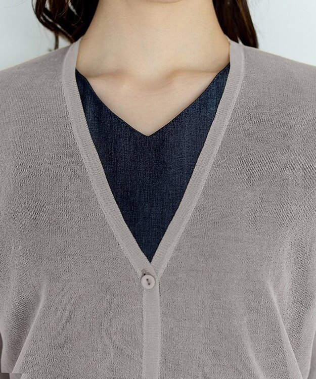 Tiaclasse シアーショートカーディガン グレージュ