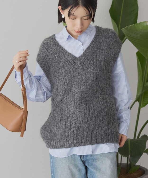 AMERICAN HOLIC イージーケアベーシックシャツ Stripe Sax