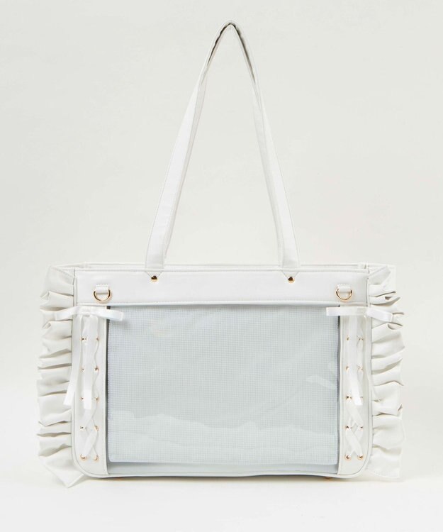 WEGO 【痛バ＆推し活グッズ】きらめきレースアップフリル痛バッグ ホワイト