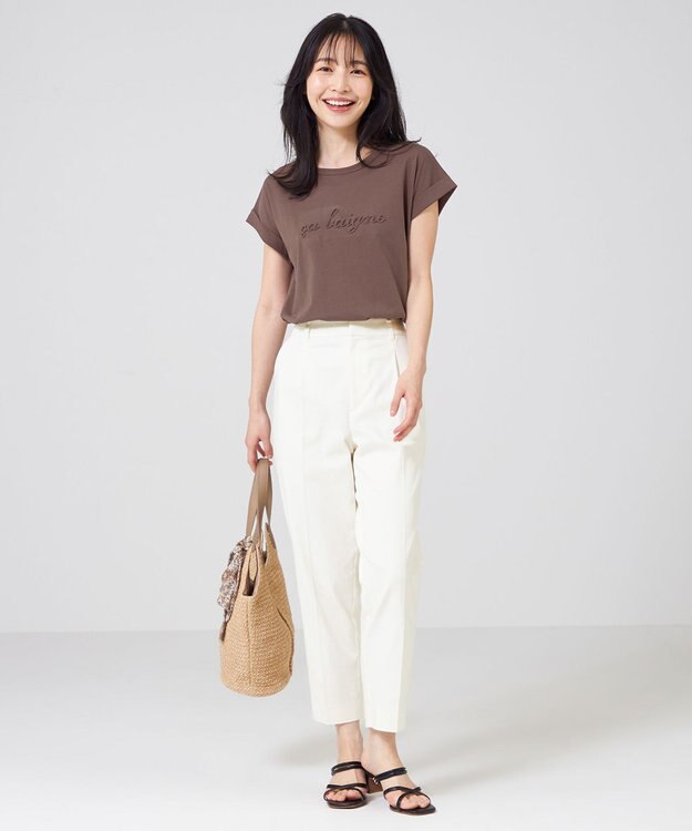 ANY SIS エンボスロゴ Tシャツ ブラウン