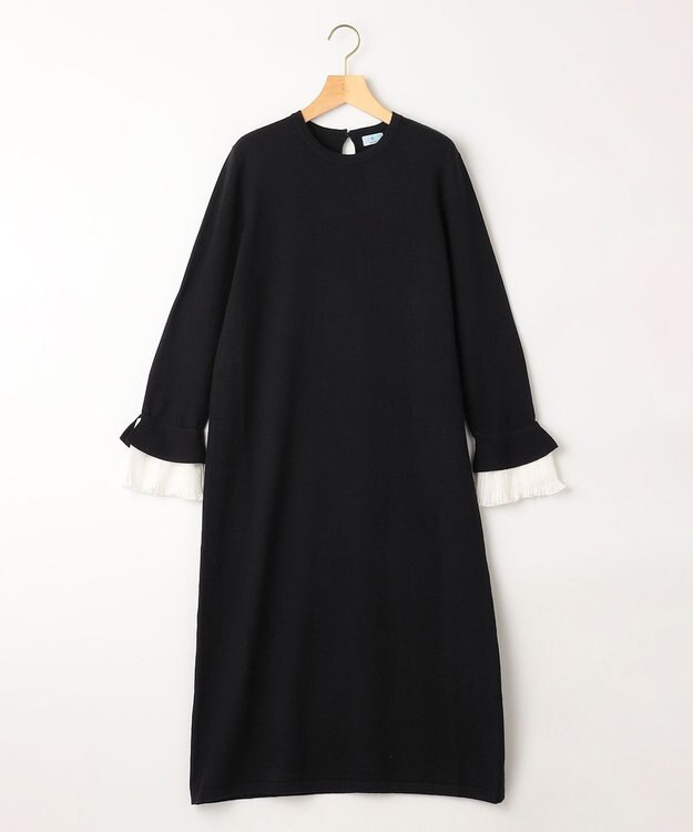 組曲 S 袖フリルニット ワンピース ブラック系