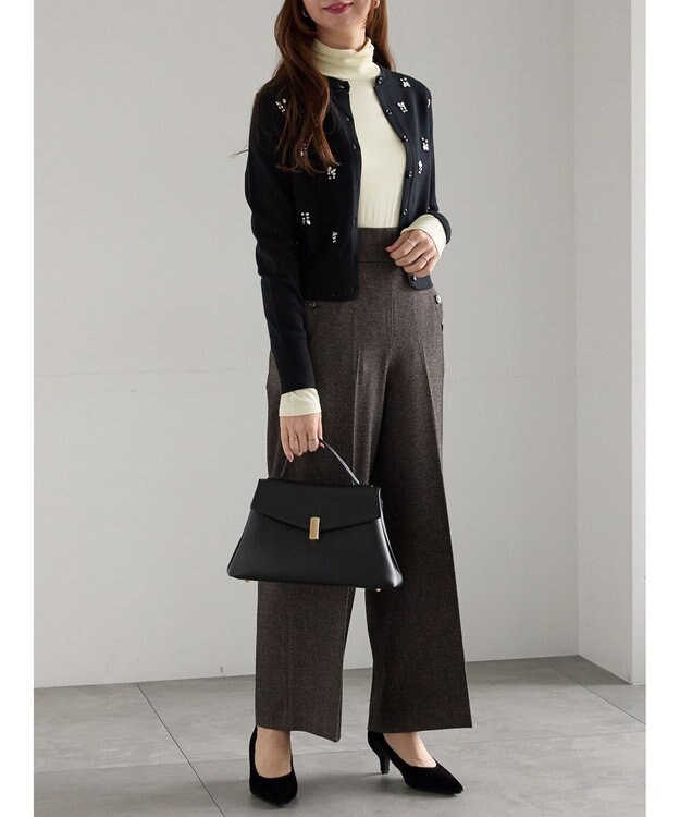 Te chichi ビジューニットコンパクトカーディガン ブラック