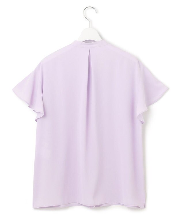 23区 【洗える】バックサテンアムンゼン 袖フリル キーネック ブラウス ライラック系