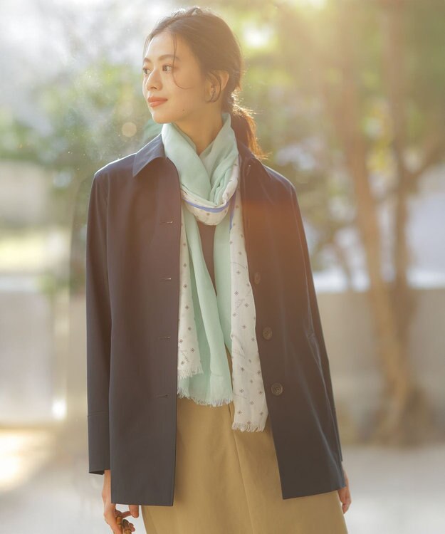 J.PRESS LADIES ドライストレッチ ショート ステンカラー コート ネイビー系