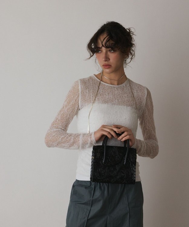 GRACE CONTINENTAL シアーレースカットトップ ホワイト