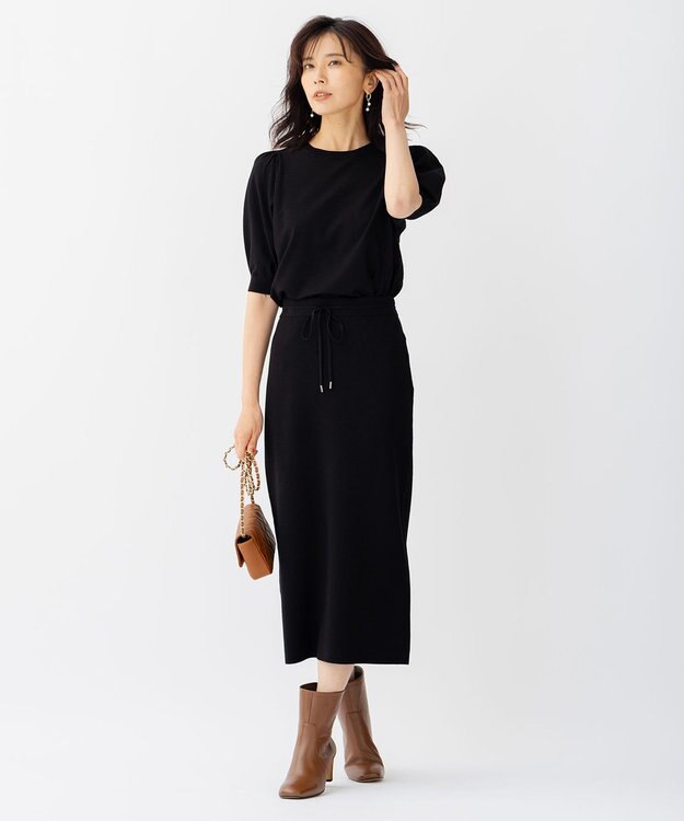 23区 ヴィスコースストレッチ タイト スカート ブラック