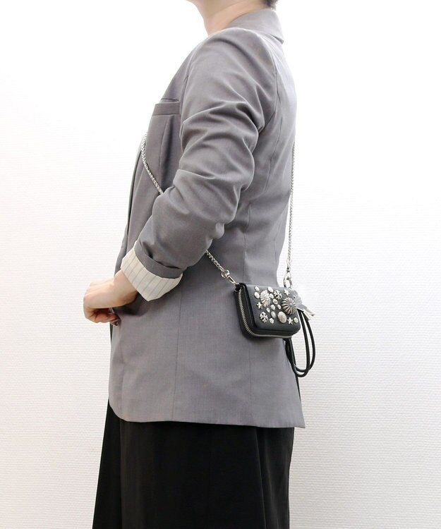 UNBILLION ペルケ perche / マルチスタッズジャバラチャームウォレットショルダー ブラック