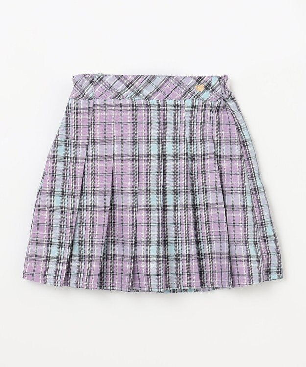 ANY KIDS ラメチェックプリーツスカパン ラベンダー系