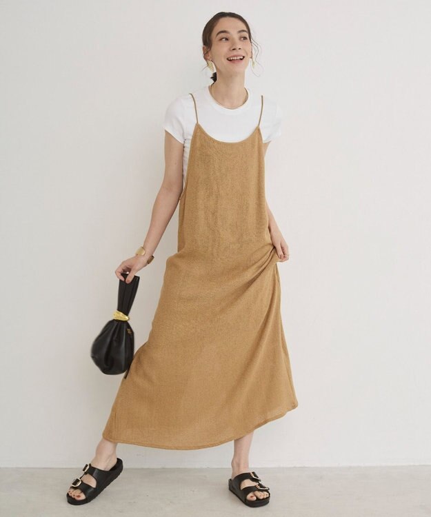 WEGO 【ANGIE VINTAGE】メッシュキャミワンピース ベージュ