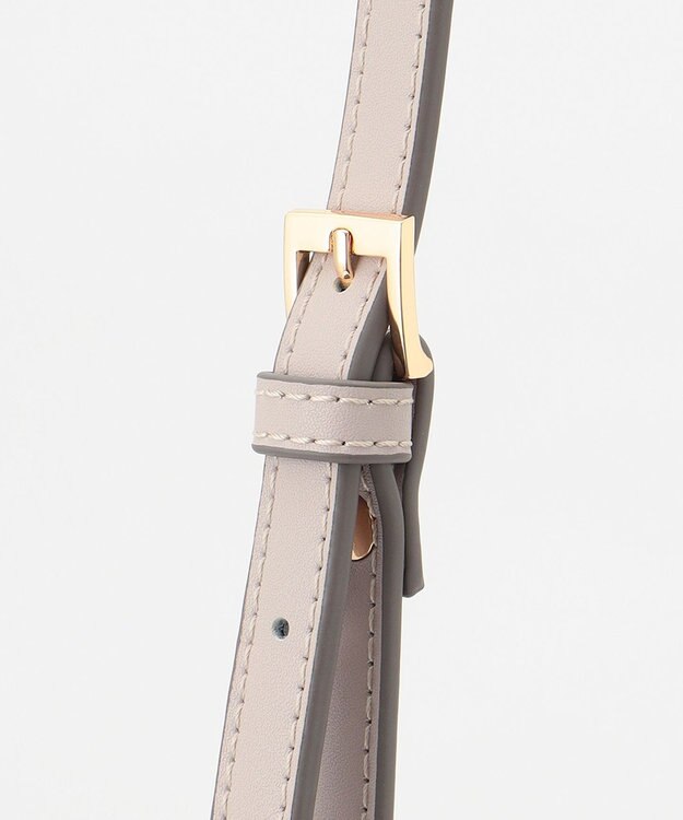 自由区 レザーバックルスマホポシェット ベージュ系