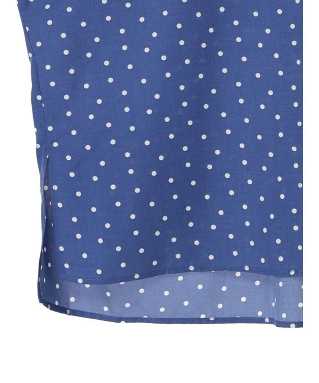 Green Parks ドット柄タックスリーブブラウス Blue