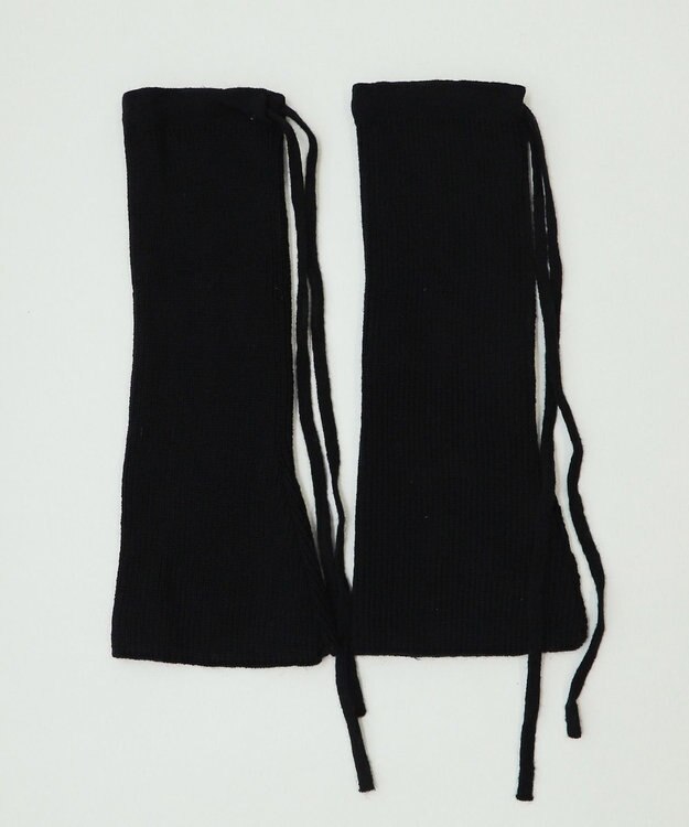 WEGO レースアップデザインニットレッグカバー ブラック