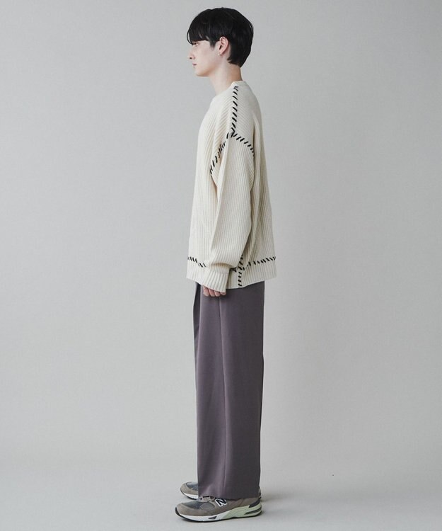 WEGO トロミ　ベルト付きワイドスラックス ダークグレー