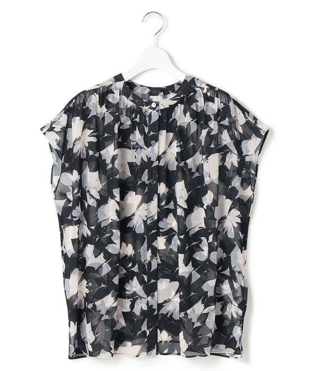 23区 【洗える】Ratti シャドーフラワー プリント ブラウス モノトーンプリント