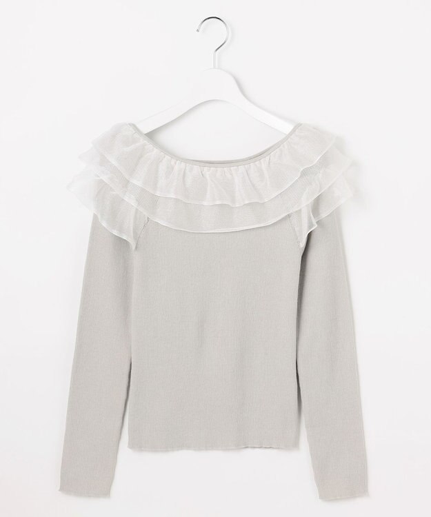 Feroux 襟フリル ニット ライトグレー系