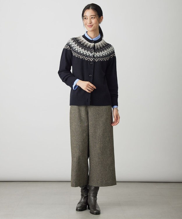 J.PRESS LADIES S ラメツイード クロップド パンツ ブラウン系