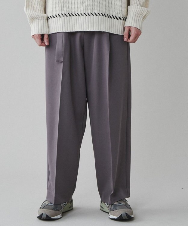 WEGO トロミ　ベルト付きワイドスラックス ダークグレー