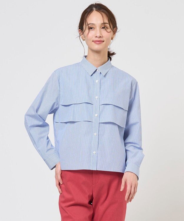 J.PRESS LADIES 【WEB限定カラーあり】COTTON TEX ブラウス ブルーストライプ系