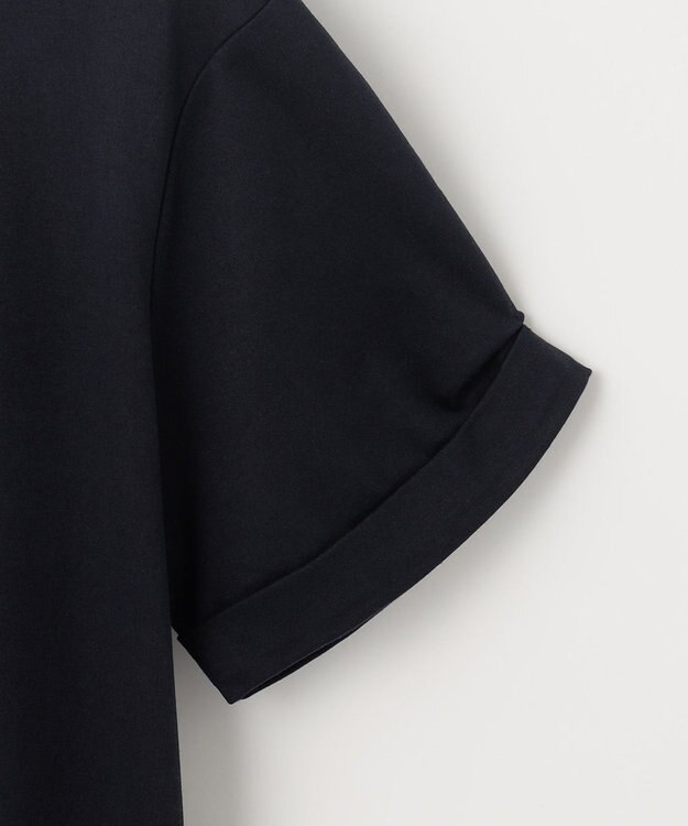 J.PRESS LADIES 【接触冷感・UVケア】コンパクトコットンスムース バンドカラー ワンピース ネイビー系