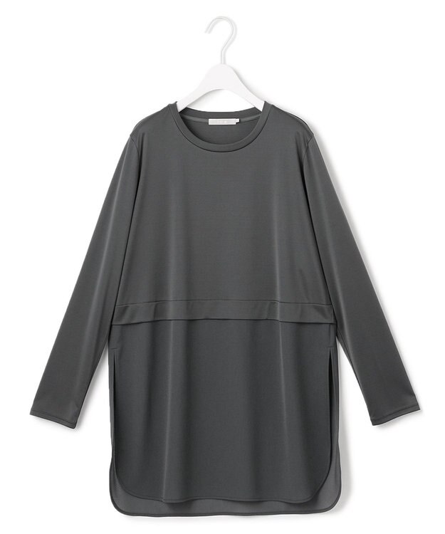 ICB L 【洗える】シアージャージーコンビ カットソー チャコール系