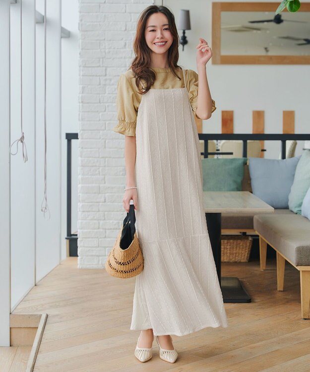 Tiaclasse 【洗える】ストレッチレースキャミワンピース ホワイト