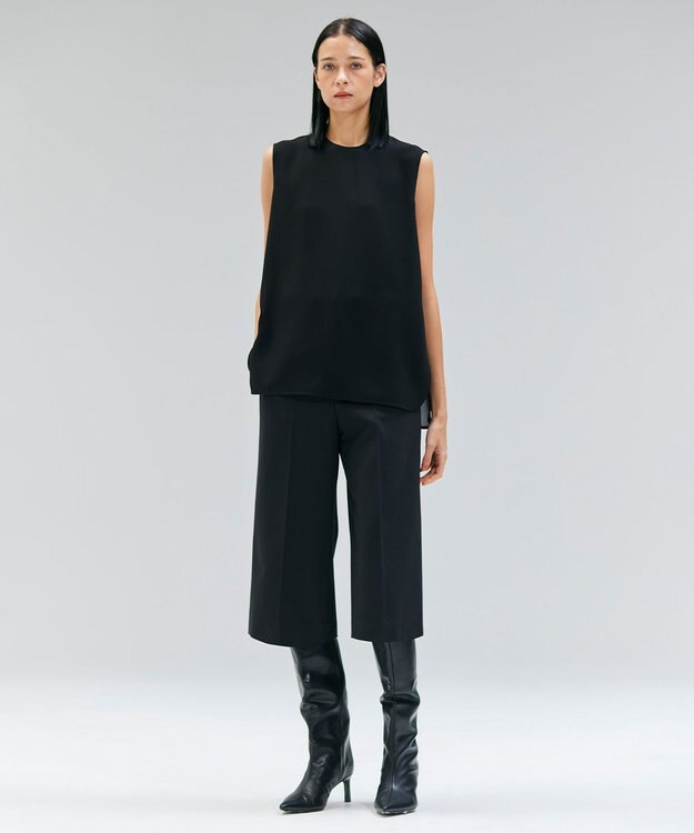 BEIGE， 【洗える】FLEUR / バックシアーノーカラーブラウス Black