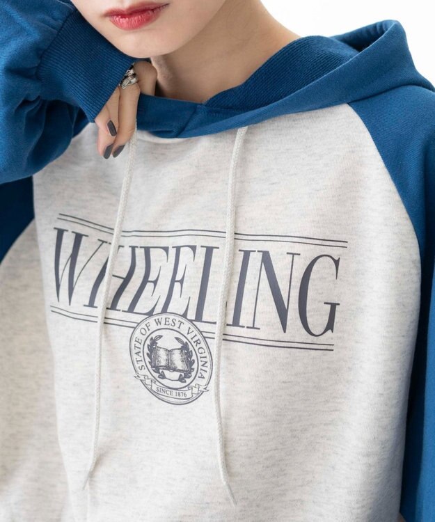 WEGO ラグランショートパーカー ブルー