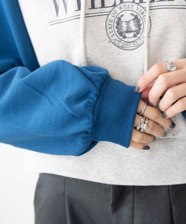 WEGO ラグランショートパーカー ブルー