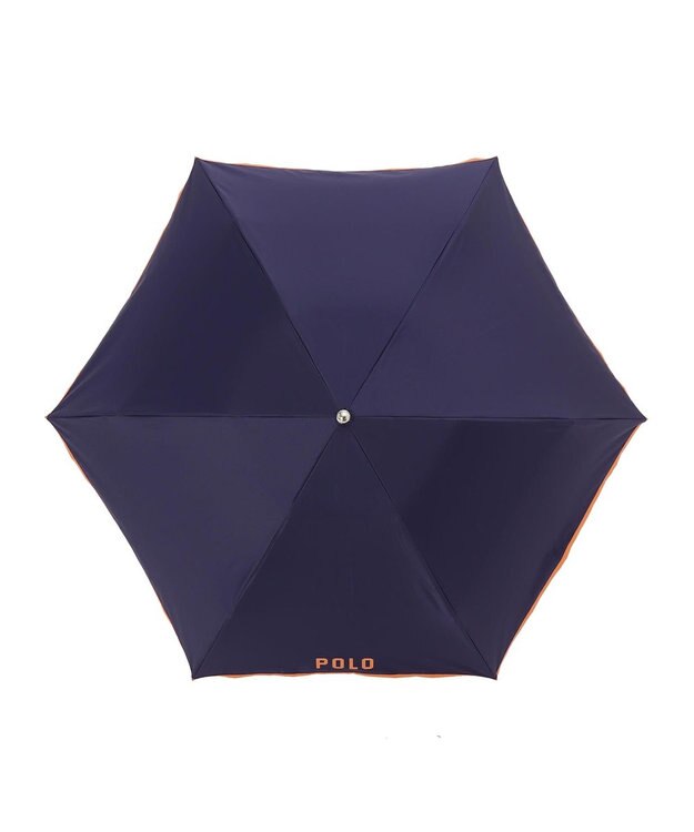MOONBAT POLO RALPH LAUREN 晴雨兼用日傘 折りたたみ傘 ポロベアプリント／遮光 遮熱 UV ネイビー×オレンジ＆ベアＰｔ