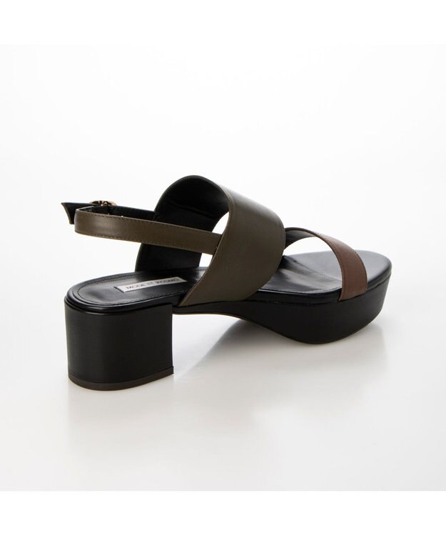 MODE ET JACOMO <MODE ET JACOMO>厚底ダブルベルトサンダル カーキコンビ