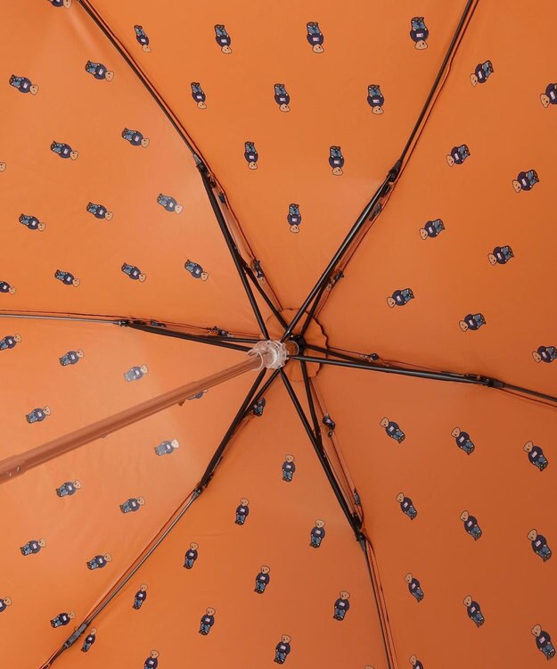 MOONBAT POLO RALPH LAUREN 晴雨兼用日傘 折りたたみ傘 ポロベアプリント／遮光 遮熱 UV ネイビー×オレンジ＆ベアＰｔ