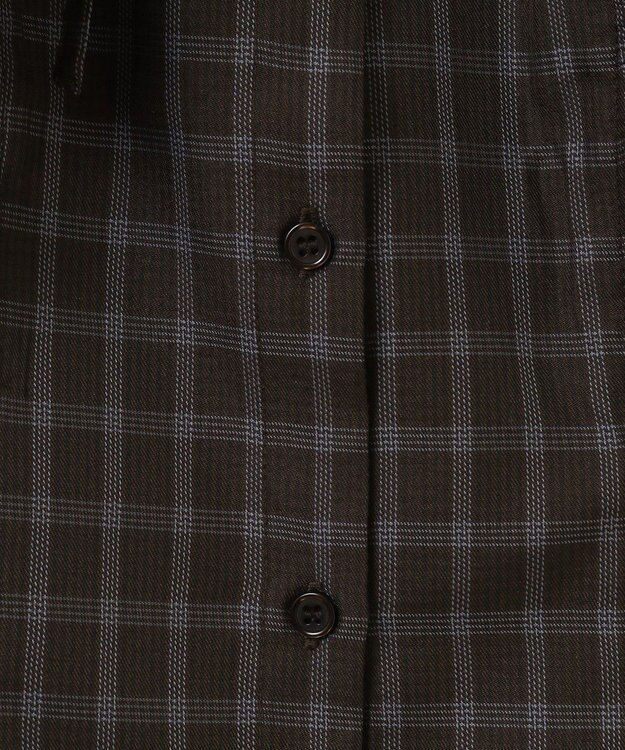 earth music&ecology フリルチェックブラウス Dark Brown