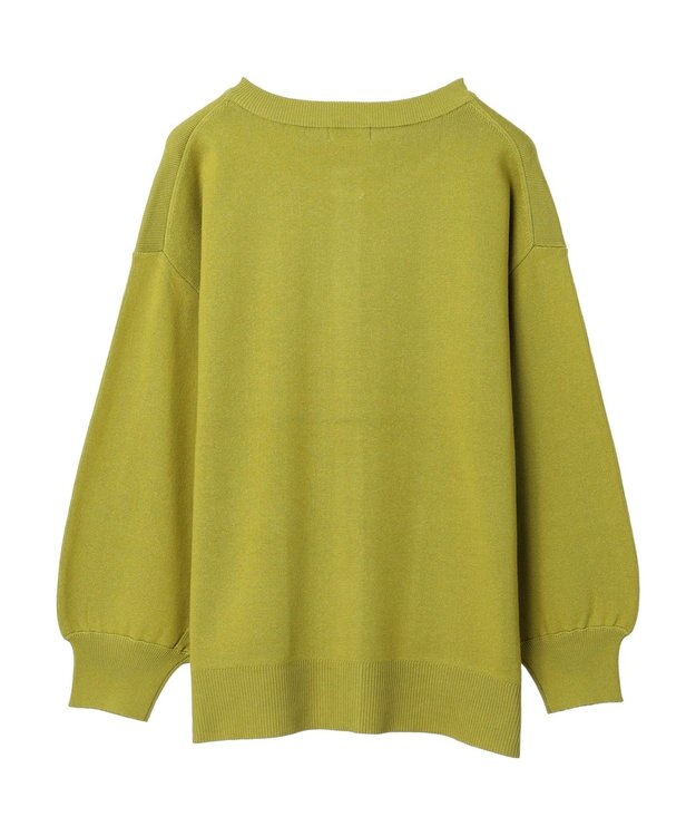 earth music&ecology クルーネックミドル丈カーディガン Lime Green